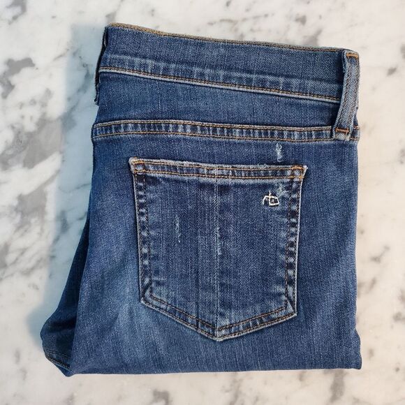 Rag & Bone Skinny Highly Distressed Medium Wash Denim Jeans - Picture 3 of 9